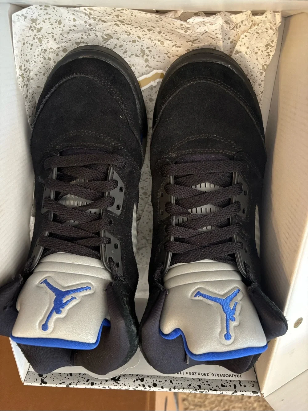 Jordan Black and Royal Blue High-Top Sneakers